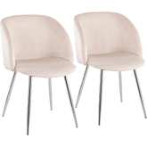 Fran Dining Chair in Cream Velvet & Chrome Metal (Set of 2)